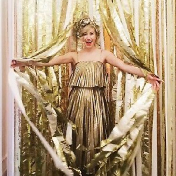 J. Crew Dresses & Skirts - New J crew Collection Gold Lamé Pleated Midi Dress